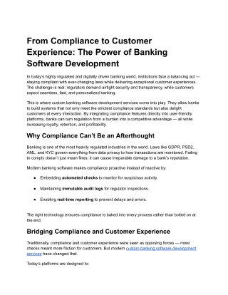 From Compliance to Customer Experience_ The Power of Banking Software Development