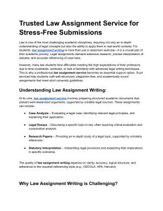 Trusted Law Assignment Service for Stress-Free Submissions