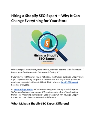 Hiring a Shopify SEO Expert – Why It Can Change Everything for Your Store