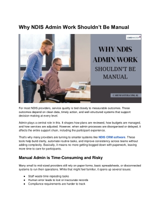 Why NDIS Admin Work Shouldn’t Be Manual
