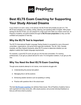 Best IELTS Exam Coaching to Achieve Your Study Abroad Goals