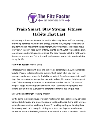 Train Smart Stay Strong Fitness Habits That Last