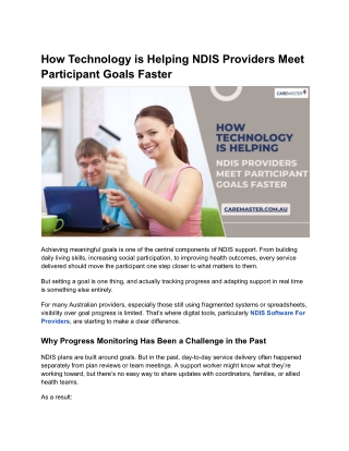 How Technology is Helping NDIS Providers Meet Participant Goals Faster
