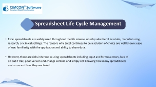 Spreadsheet life cycle management for Excel spreadsheets
