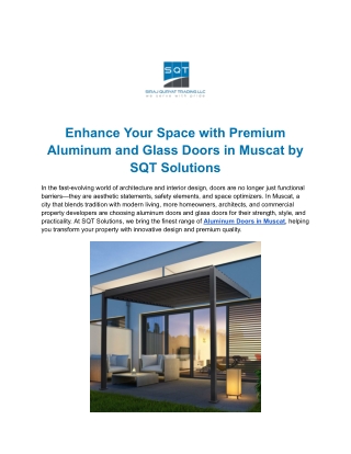 Superior Aluminum Windows for Homes and Offices in Muscat | SQT Solutions