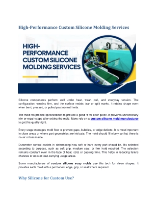 High-Performance Custom Silicone Molding Services