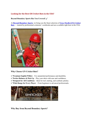 Looking for the Best GN Cricket Bats in the USA