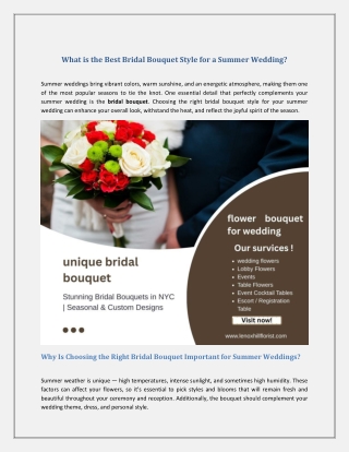 What is the Best Bridal Bouquet Style for a Summer Wedding