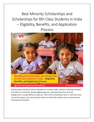 Best Minority Scholarships and Scholarships for 8th Class Students in India