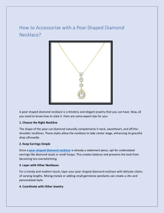 How to Accessorize with a Pear-Shaped Diamond Necklace