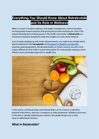 Everything You Should Know About Retratrutide and Its Role in Wellness