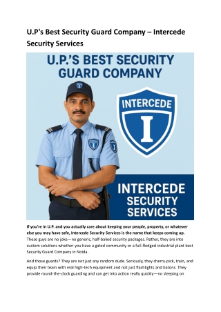 Best One-Stop Security Agency in Noida