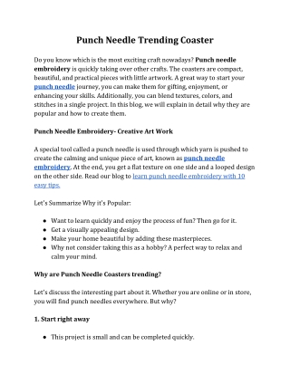 Punch Needle Trending Coaster