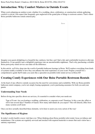 Producing Comfortable Experiences with Our Boise Portable Bathroom Rentals