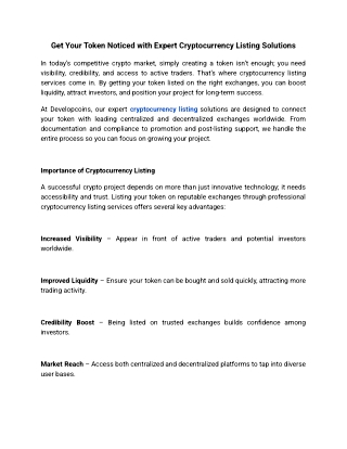 Get Your Token Noticed with Expert Cryptocurrency Listing Solutions