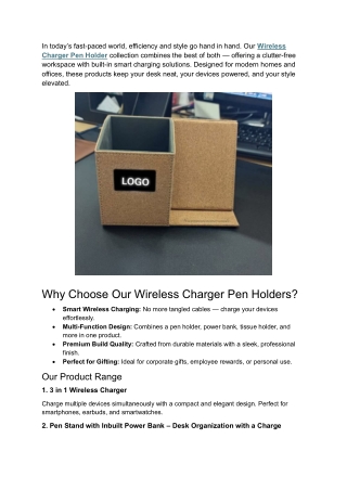 Wireless Charger Pen Holders – Smart Charging, Stylish Organization