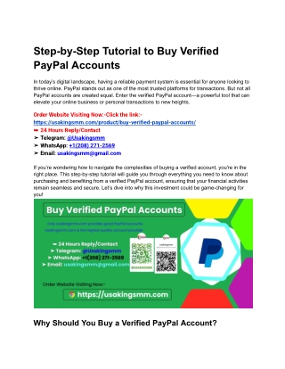 Step-by-Step Tutorial to Buy Verified PayPal Accounts