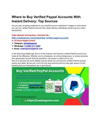 Where to Buy Verified Paypal Accounts With Instant Delivery_ Top Sources