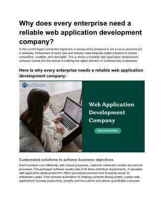 Why does every enterprise need a reliable web application development company?