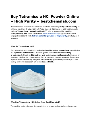 Buy Tetramisole HCl Powder