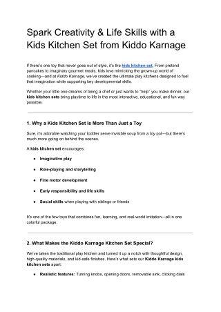 Spark Creativity & Life Skills with a Kids Kitchen Set from Kiddo Karnage