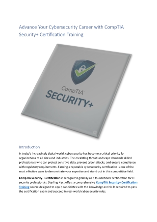 Advance Your Cybersecurity Career with CompTIA Security