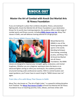 Master the Art of Combat with Knock Out Martial Arts & Fitness Foundation