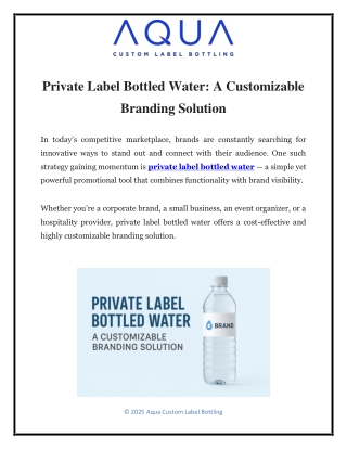 Private Label Bottled Water: A Customizable Branding Solution