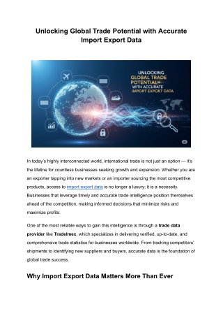 Unlocking Global Trade Potential with Accurate Import Export Data