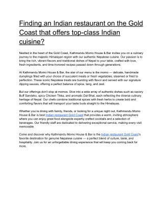 Finding an Indian restaurant on the Gold Coast that offers top-class Indian cuisine