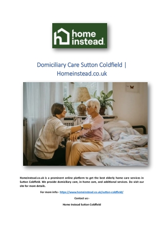 Domiciliary Care Sutton Coldfield | Homeinstead.co.uk