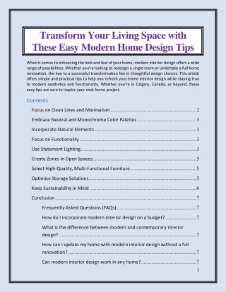 Transform Your Living Space with These Easy Modern Home Design Tips