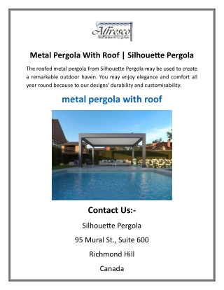 Metal Pergola With Roof