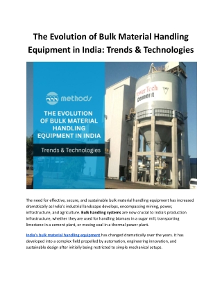 The Evolution of Bulk Material Handling Equipment in India Trends & Technologies