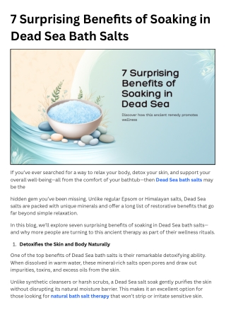 7 Surprising Benefits of Soaking in Dead Sea Bath Salts