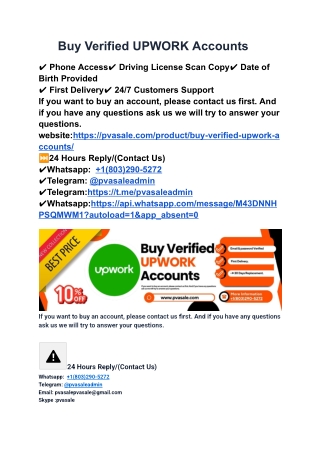 Types of Verified Upwork Accounts Available for Purchase
