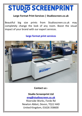 Large Format Print Services  Studioscreen.co.uk
