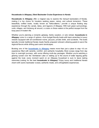 Houseboats in Alleppey _ Best Backwater Cruise Experience in Kerala