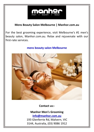 Mens Beauty Salon Melbourne  Manhor.com.au