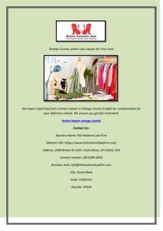 Orange County Lemon Law Lawyer for Your Case