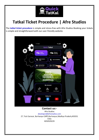 Tatkal Ticket Procedure | Afre Studios
