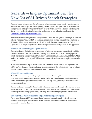 Generative Engine Optimization: The New Era of AI-Driven Search Strategies