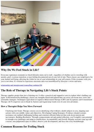 Feeling Stuck? Here’s How Therapy Helps You Move Forward