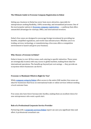 The Ultimate Guide to Freezone Company Registration in Dubai