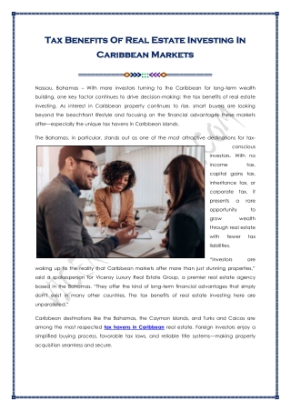Tax Benefits Of Real Estate Investing In The Bahamas