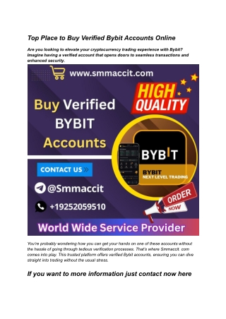 Top Place to Buy Verified Bybit Accounts Online