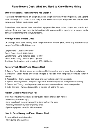 Piano Movers Cost: Complete Guide to Pricing, Factors & Savings Tips