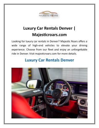 Luxury Car Rentals Denver