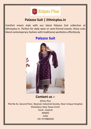 Palazzo Suit  Ethnicplus.in