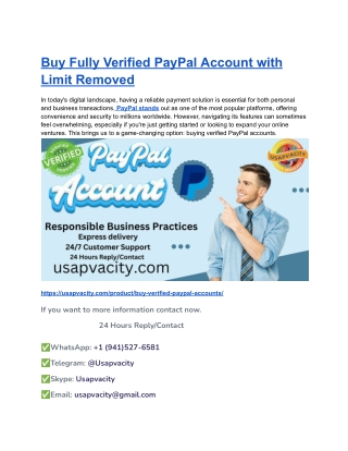 Buy Fully Verified PayPal Account with Limit Removed